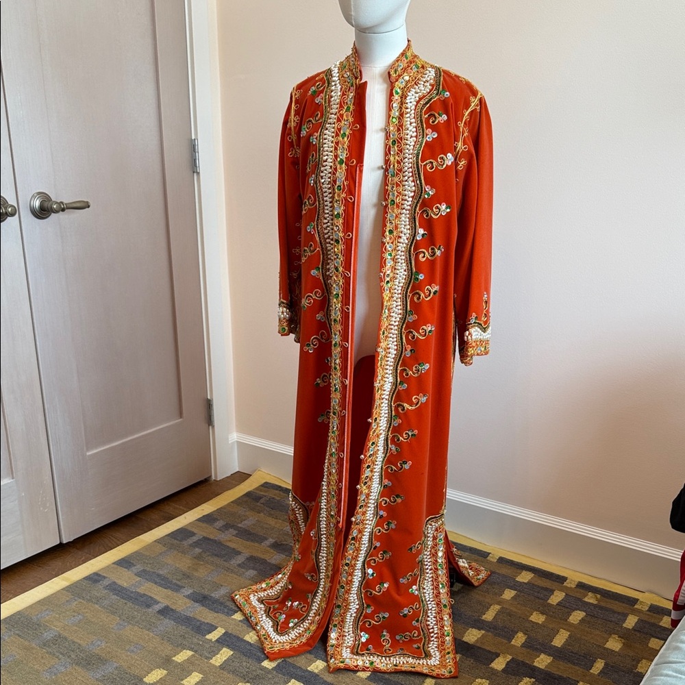 Vintage Hollywood Orange Embroidered coat